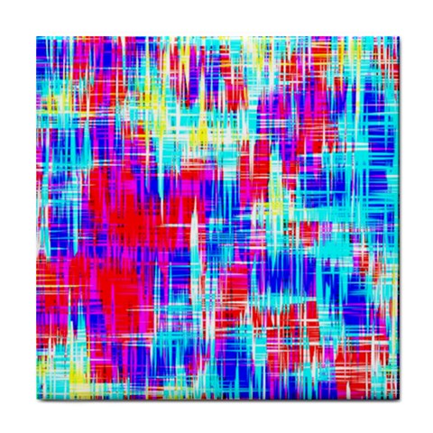 Red blue messy stripes                                                         Tile Coaster from ArtsNow.com Front