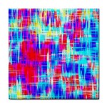 Red blue messy stripes                                                         Tile Coaster