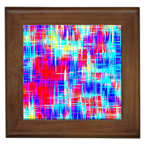 Red blue messy stripes                                                         Framed Tile from ArtsNow.com Front