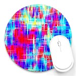 Red blue messy stripes                                                         Round Mousepad