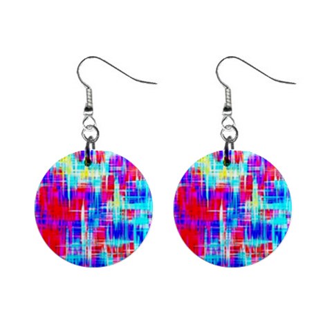 Red blue messy stripes                                                         1  Button Earrings from ArtsNow.com Front