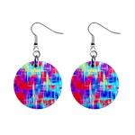 Red blue messy stripes                                                         1  Button Earrings