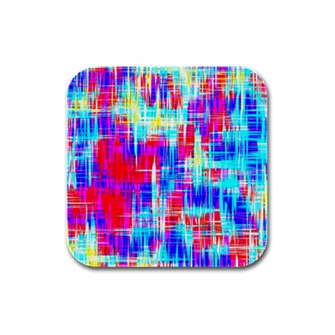 Red blue messy stripes                                                         Rubber Square Coaster (4 pack from ArtsNow.com Front