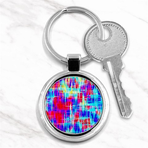 Red blue messy stripes                                                         Key Chain (Round) from ArtsNow.com Front