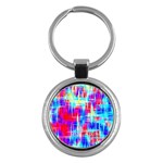 Red blue messy stripes                                                         Key Chain (Round)