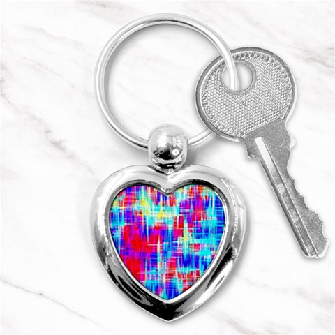 Red blue messy stripes                                                         Key Chain (Heart) from ArtsNow.com Front