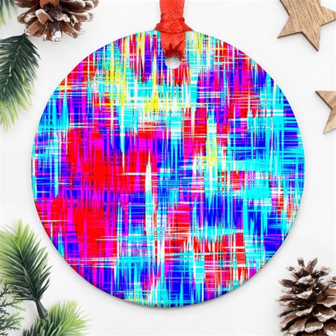 Red blue messy stripes                                                         Ornament (Round) from ArtsNow.com Front