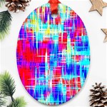 Red blue messy stripes                                                         Ornament (Oval)