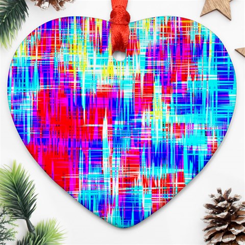 Red blue messy stripes                                                         Ornament (Heart) from ArtsNow.com Front