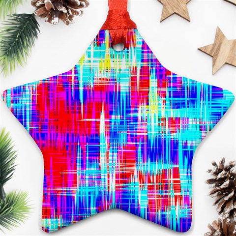 Red blue messy stripes                                                         Ornament (Star) from ArtsNow.com Front