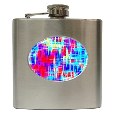 Red blue messy stripes                                                         Hip Flask (6 oz) from ArtsNow.com Front