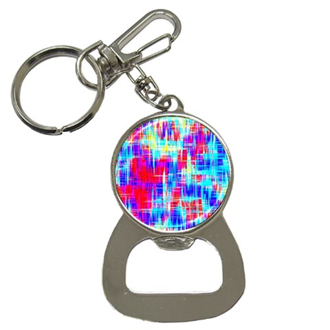 Red blue messy stripes                                                         Bottle Opener Key Chain from ArtsNow.com Front