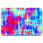 Red blue messy stripes                                                         Large Doormat