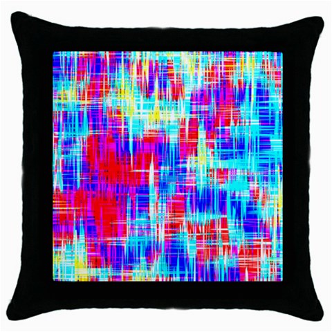 Red blue messy stripes                                                         Throw Pillow Case (Black) from ArtsNow.com Front