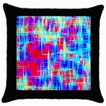 Red blue messy stripes                                                         Throw Pillow Case (Black)