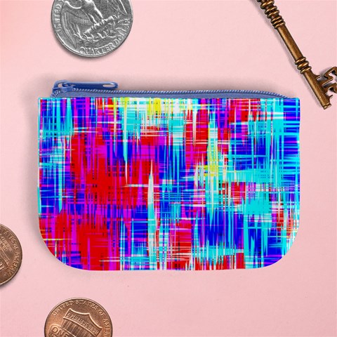 Red blue messy stripes                                                        Mini Coin Purse from ArtsNow.com Front