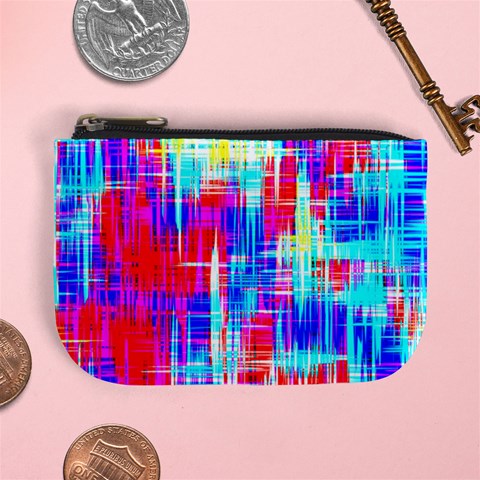 Red blue messy stripes                                                        Mini Coin Purse from ArtsNow.com Front