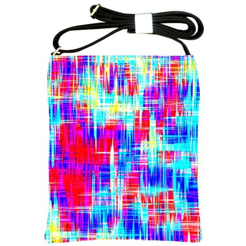 Red blue messy stripes                                                         Shoulder Sling Bag from ArtsNow.com Front