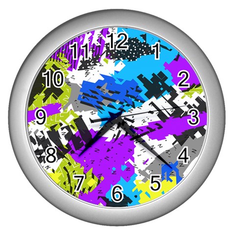 Shaky shapes                                                          Wall Clock (Silver) from ArtsNow.com Front