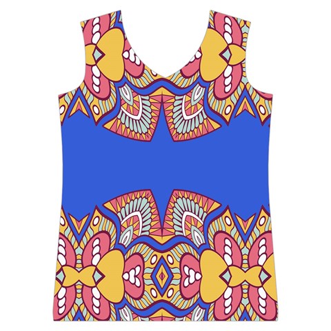 Yellow red shapes on a blue background                                                          Women s Basketball Tank Top from ArtsNow.com Front