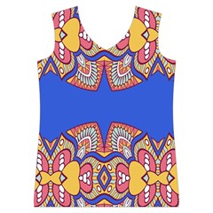 Yellow red shapes on a blue background                                                          Women s Basketball Tank Top from ArtsNow.com Front