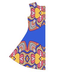 Yellow red shapes on a blue background                                                              Short Sleeve V Back Left