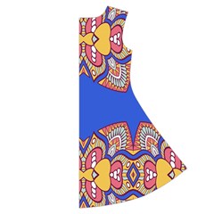 Yellow red shapes on a blue background                                                              Short Sleeve V Back Right