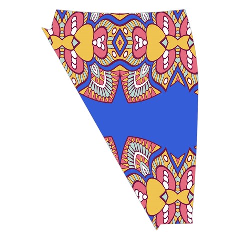 Yellow red shapes on a blue background                                                         Midi Wrap Pencil Skirt from ArtsNow.com Front Left