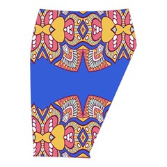 Yellow red shapes on a blue background                                                         Midi Wrap Pencil Skirt from ArtsNow.com  Front Right 