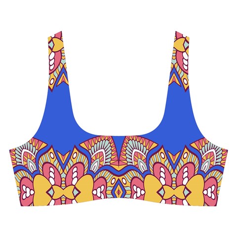 Yellow red shapes on a blue background                                                         Cross Back Hipster Bikini Set from ArtsNow.com Front