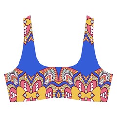 Yellow red shapes on a blue background                                                         Cross Back Hipster Bikini Set from ArtsNow.com Front