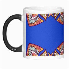 Yellow red shapes on a blue background                                                          Morph Mug from ArtsNow.com Left