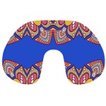 Yellow red shapes on a blue background                                                          Travel Neck Pillow