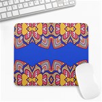 Yellow red shapes on a blue background                                                          Large Mousepad