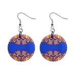 Yellow red shapes on a blue background                                                          1  Button Earrings