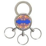 Yellow red shapes on a blue background                                                          3-Ring Key Chain