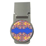 Yellow red shapes on a blue background                                                          Money Clip (Round)