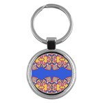 Yellow red shapes on a blue background                                                          Key Chain (Round)