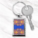 Yellow red shapes on a blue background                                                          Key Chain (Rectangle)