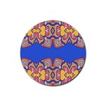 Yellow red shapes on a blue background                                                          Rubber Coaster (Round)