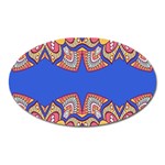 Yellow red shapes on a blue background                                                          Magnet (Oval)