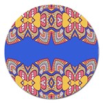 Yellow red shapes on a blue background                                                          Magnet 5  (Round)