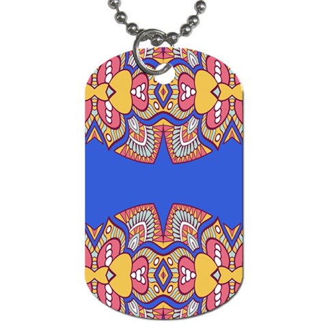 Yellow red shapes on a blue background                                                          Dog Tag (One Side) from ArtsNow.com Front