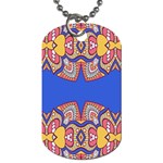 Yellow red shapes on a blue background                                                          Dog Tag (One Side)