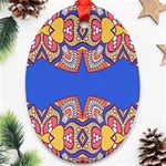 Yellow red shapes on a blue background                                                          Ornament (Oval)