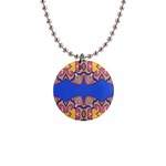 Yellow red shapes on a blue background                                                          1  Button Necklace