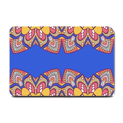 Yellow red shapes on a blue background                                                          Small Doormat from ArtsNow.com 24 x16  Door Mat