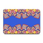 Yellow red shapes on a blue background                                                          Small Doormat