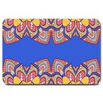 Yellow red shapes on a blue background                                                          Large Doormat