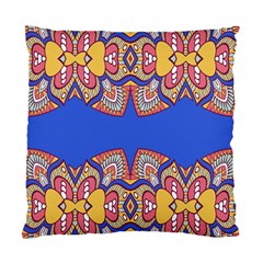 Yellow red shapes on a blue background                                                         Standard Cushion Case (Two Sides) from ArtsNow.com Front